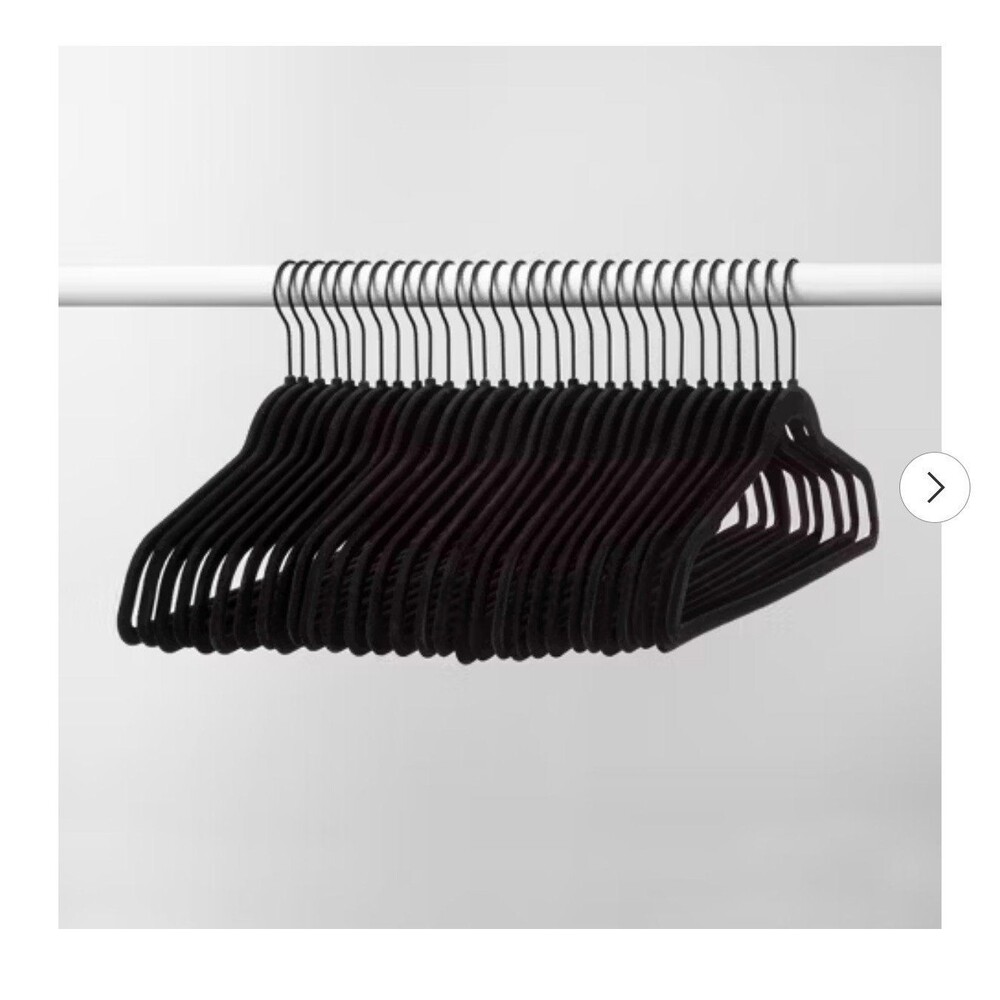 Black flocked Velvet Hangers - Set of  25